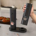 1pc Electric Pepper Grinder with a Storage Base for Black Peppercorns, Automatic Grinder for Pepper And Sea Salt, Measuring 5.99cm X 5.08cm X 18.8cm.