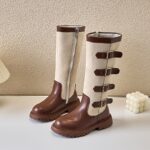 ⁦Trendy Cool Knee-high Boots With Zipper For Girls, Wear-resistant Non-slip Boots For Autumn And Winter⁩ - الصورة ⁦2⁩