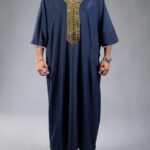 Men'S Vintage Polyester Burqa Robe - Solid Color, V-Neck, Three Quarter Sleeves, Loose Fit, Exaggerated Ruffle Detail, Spring/Fall Season, Woven Fabric, 95% Polyester 5% Spandex, 140 g/m² - No Belt