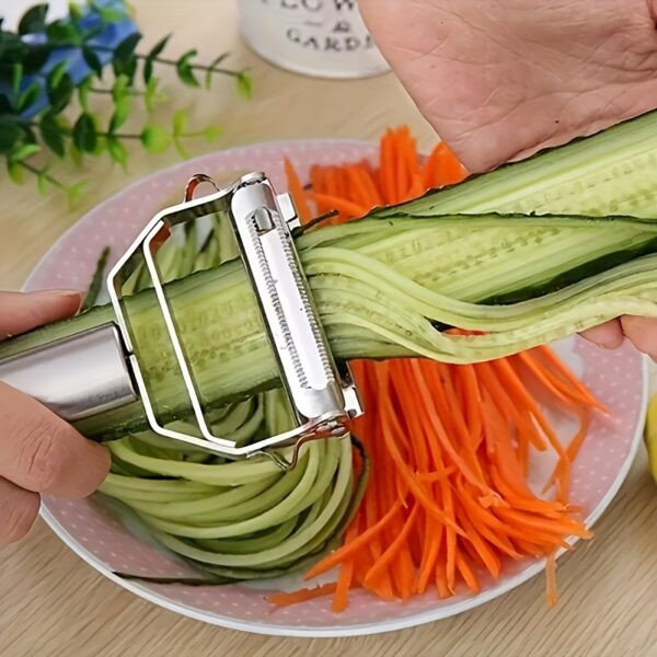 1pc Multifunctional Stainless Steel Fruit and Vegetable Peeler - Manual Slicer, Grater and Chopper Kitchen Gadgets for Home, RV Cooking and College Dorm