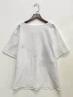 ⁦1pc Women'S Plus Size Casual Crew Neck Shirt with Floral Print and Button Detail, Woven Non-Stretch Fabric, All Season Short Sleeve Top⁩ - الصورة ⁦5⁩