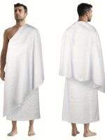 ⁦2pcs Men'S Solid Muslim Hajj Towels, Arabian Traditional Garment⁩ - الصورة ⁦2⁩