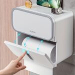 1pc Double-Layer Bathroom Tissue Holder, Wall-Mounted Plastic Tissue Box with Drawer, Strong Waterproof, No Drilling Required, Rectangle Shape