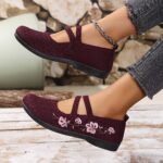 ⁦Women'S Spring Floral Knit Ballet Flats - Breathable Slip-On Shoes with EVA Insole, PVC Sole, and Comfortable Fabric Lining for Casual Wear⁩ - الصورة ⁦9⁩