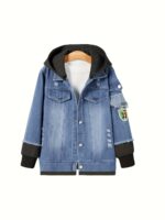 Cartoon Eagle Anime Hooded Denim Jacket for Truck Driver Cosplay, Denim Sweatshirt. - Image 6