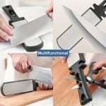 5-in-1 Diamond Knife Sharpener with 400/1000 Grit Tungsten Steel & Ceramic Double-Sided Whetstone - Multi-Tool for Kitchen Knives, Scissors, Cleavers - Lightweight Portable Design, Ergonomic Handle, Father’s Day Gift for Home & Outdoor Use - Image 6