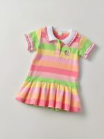 Girls' Summer New Striped Rabbit Embroidery Short Sleeve Dress - Image 2