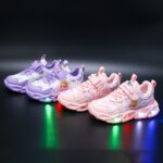 Girls' Cute Cartoon LED Sneakers - Light-Up Running Shoes with Glitter, Pink & Blue Design, Low-Top Buckle Closure for Kids, Perfect for Fall Season, Cartoon Character Shoes | Glittery Sneakers | Synthetic Upper, Sneakers for Girl - Image 11