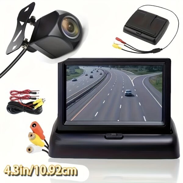 CHICOQUE Kit, Rear View Backup Camera with Folding Monitor, 12V Vehicle Pickup Truck, SUV Backup Video Parking System, Easy Installation, No Batteries Required, Wide-Angle Lens, Helps you to accurately control and park quickly and safely