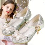 Girls' Sparkling Rhinestone Bowknot High Heels - Pink Princess Pumps with Crystal Embellishments, Comfortable Rubber Sole, Perfect for Weddings, Pageants, and Formal Events, Dressy Shoes | Sparkling Heels | Sparkling Details - Image 8