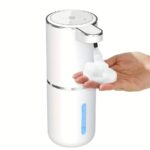 ⁦380mL Automatic Soap Dispenser with Touchless Sensor - Wall-Mounted, Rechargeable Lithium Battery, USB Charging, Modern Black Design for Bathroom and Kitchen, Bathroom Soap Dispenser|Modern Soap Dispenser|Touchless Soap Dispenser⁩ - الصورة ⁦8⁩