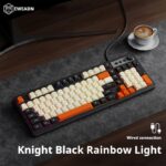 EWEADN Gaming Keyboard wired-rainbow Backlit, Portable black Keyboard Office-98 Keys, Computer External Keyboards Ergonomic design, with Multimedia knob, Ball keycaps, for gamers and Office, Compatible with Windows/Laptop Gaming peripherals