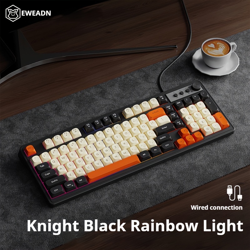 f8bb1dea-d252-40c8-a271-d0c4fe3ec10c.jpg EWEADN Gaming Keyboard wired-rainbow Backlit, Portable black Keyboard Office-98 Keys, Computer External Keyboards Ergonomic design, with Multimedia knob, Ball keycaps, for gamers and Office, Compatible with Windows/Laptop Gaming peripherals - الصورة 1