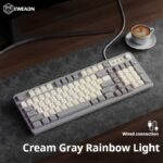 ⁦EWEADN Gaming Keyboard wired-rainbow Backlit, Portable black Keyboard Office-98 Keys, Computer External Keyboards Ergonomic design, with Multimedia knob, Ball keycaps, for gamers and Office, Compatible with Windows/Laptop Gaming peripherals⁩ - الصورة ⁦4⁩