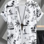 Men's Trendy Hawaiian Shirt With Fancy Palm Tree Prints For Summer Beach, Pool And Vacation - Image 9