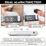 ⁦Smart Digital Alarm Clock with FM Radio, LED Display, Projection Feature, Temperature & Humidity Monitor, USB Powered, Plastic Rectangular Desk Clock with Button Battery Included⁩ - الصورة ⁦8⁩