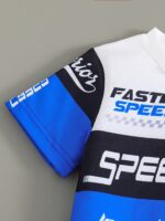 3pcs set for boys in motorcycle style racing blue, with letter print short sleeves + casual shorts + fashionable long pants, suitable for spring and summer, outdoor sports, school gatherings, as gifts, Perfect for Outdoor - Image 5