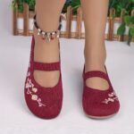⁦Women'S Fashionable Floral Mary Jane Flats - Soft, Comfortable Slip-On Shoes with Floral Design, Lightweight Rubber Sole, All-Season Wear, Casual Footwear | Floral Pattern | Comfortable Footwear⁩ - الصورة ⁦10⁩