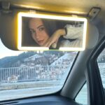 LED Lighted Makeup Mirror for Cars - Portable, USB Rechargeable, Lithium Battery, Polished Plastic Finish, Wall-Mountable, Ideal for Quick Touch-Ups, Compatible with All Vehicles, Car Mirror Hanging Accessory, Compact Mirror for Travel, Car Interior Mirro - Image 2