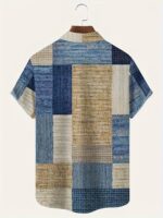 Men's Casual Short Sleeve Shirt With Retro Geometric Pattern, Summer Hawaiian Vacation Top, Button Up Collar, Leisure Style - Image 3