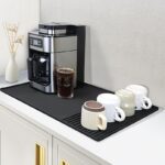 ⁦2-in-1 Silicone Coffee Bar Mat with Convex Edge - Black Countertop Protector for Espresso Machines & Dishwashers, 59.94cm x 39.88cm, Durable & Easy to Clean, Coffee Bar Accessories, Espresso Machine Mat | Modern Coffee Bar Mat | Durable Countertop Mat, Co⁩ - الصورة ⁦2⁩