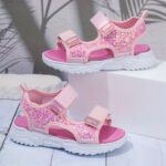 ⁦Trendy Cute Shiny Open Toe Sandals For Girls, Breathable Non-slip Sandals For Holiday Beach⁩ - الصورة ⁦2⁩
