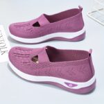 ⁦Women'S Breathable Mesh Slip-On Sneakers - Casual Comfort Walking Shoes, Solid Brown, All-Season Use, Low Top, Simple Toe Design, Lightweight Flat Outdoor Shoes, Comfortable Walking Shoes | Elegant Slipon Sneakers | Breathable Upper⁩ - الصورة ⁦4⁩
