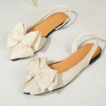 ⁦Women's Fashion Bow-Knot Flat Sandals, Casual Versatile Slip-Ons with Pointed Toe, Fabric Upper and Rubber Sole for All Seasons, Ladies Sandals⁩ - الصورة ⁦21⁩