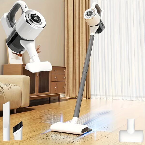 JKUOO 1pc Wireless Handheld Vacuum Cleaner with LED Display, 1.3L Large Dust Cup, 4-in-1 Handheld Vacuum Cleaner for Home, Hard Floors, Carpet, Pet Hair Cleaning, USB Rechargeable 2000mAh*3 Lithium Battery, 7000 Pa Suction, No Bag, Easy Storage - Pet Hair