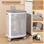 Rolling Laundry Basket with Wheels - Ventilated Plastic Hamper with Lid, Ideal for Clothes, Towels, and Toys - Portable Storage Solution for Dorms, Bedrooms, and Bathrooms, Laundry Room Accessories, Can Be Used in 4 Scenes - Image 5