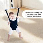 ⁦1pc Multifunctional Baby Activity Walker & Adjustable Jumping Chair 2-in-1 with Safety Harness, Extendable Length & Door-Clip Design for Indoor/Outdoor Play - Gray/Blue/Black⁩ - الصورة ⁦2⁩