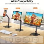 ⁦Desk Monitor Stand, Adjustable 360° Swivel Bracket, 180° Tiltable Clamp, Adjustable Long Arm Foldable Tablet Holder for 11.94-43.94cm iPhone/iPad/Tablet/Portable Monitor, Aluminum Alloy⁩ - الصورة ⁦4⁩