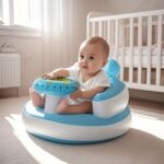 Inflatable Toddler Sofa Chair - Portable Training Seat with Sturdy Sitting Cushion, Blue & White Design, Perfect for Youngsters Showers or Home Use, Youngsters Training Seat | Playful Design | Durable Inflation, Baby Shower Gift - Image 3