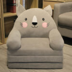 ⁦Children's Folding Sofa, Toddler Stool, Nursery Baby Chair, Cushioned Flip-Up Children's Sofa Seat Cover, Plush Lazy Recliner Sofa, Washable⁩ - الصورة ⁦4⁩