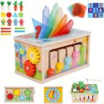 6-in-1 Wooden Activity Cube for Babies & Toddlers - Colorful Sensory Play, Shape Sorting, Counting, and Puzzles - Perfect 1st Birthday Gift, 12-18 Months, Toddler Gift|Colorful Activity Toy|Durable Wooden Toy, Toddler Toys