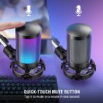 ⁦RGB 7-Color LED Condenser Microphone with Headphone Jack & Mic Gain Function, USB-C Omnidirectional Mic for Gaming, Singing, Karaoke, Video Conferencing, Streaming - USB Powered, ≤36V, No Battery Required⁩ - الصورة ⁦4⁩