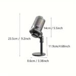 ⁦RGB 7-Color LED Condenser Microphone with Headphone Jack & Mic Gain Function, USB-C Omnidirectional Mic for Gaming, Singing, Karaoke, Video Conferencing, Streaming - USB Powered, ≤36V, No Battery Required⁩ - الصورة ⁦6⁩