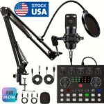 NXG Professional Audio Interface Kit - All-in-One Live Sound Card with Condenser Microphone, Rechargeable Battery, Volume Control & Adjustable Stand - Ideal for High-Quality Recording, Broadcasting, Gaming, Karaoke & Singing - Black, Karaoke Machine|Sleek