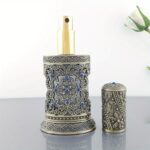 ⁦1pc Middle Eastern Egypt Large Capacity Perfume Spray Bottle Vintage Metal Glass Refillable Empty Bottle Ornament, Perfume Bottle⁩ - الصورة ⁦2⁩