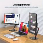 Desk Monitor Stand, Adjustable 360° Swivel Bracket, 180° Tiltable Clamp, Adjustable Long Arm Foldable Tablet Holder for 11.94-43.94cm iPhone/iPad/Tablet/Portable Monitor, Aluminum Alloy