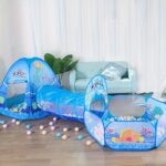 ⁦3pcs Pop-Up Play Tent Set for 12M+ with Ball Pit and Play Tunnel, Blue Polyester with Alloy Frame, Indoor/Outdoor Playhouse Bundle with Carry Bag for - Perfect 1st Birthday Gift⁩ - الصورة ⁦5⁩