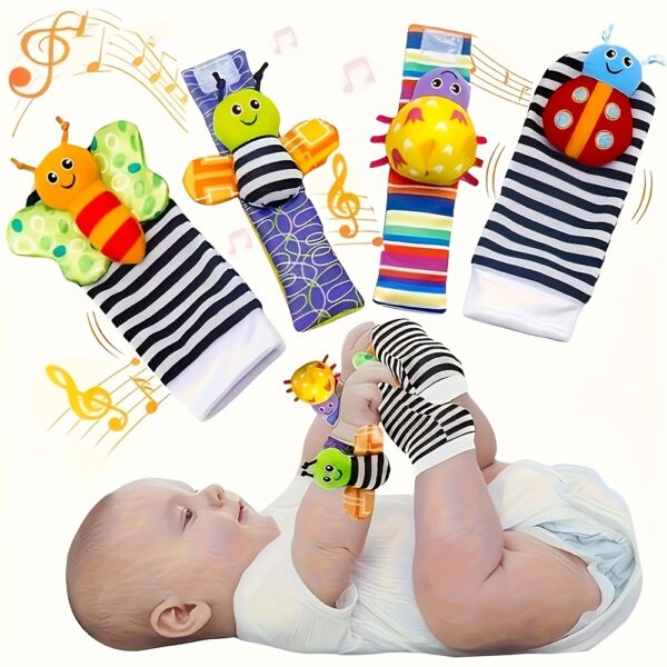 Soft Baby Wrist Rattle Foot Detector Sock Set - and Plush Stuffed Animal Toys, Musical Note Design, Ideal for Newborns and Young Children, 0-12 Months, Newborn Gift|Musical Theme|Soft Texture