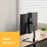 1pc Ergonomic Aluminum Alloy Monitor Stand - Adjustable Desk Mount for 30.48-43.18cm Screens, VESA Compatible, 360° Swivel, Sturdy Base, Holds up to 5.0KG, Black - Image 3