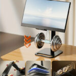 1pc Ergonomic Aluminum Alloy Monitor Stand - Adjustable Desk Mount for 30.48-43.18cm Screens, VESA Compatible, 360° Swivel, Sturdy Base, Holds up to 5.0KG, Black - Image 6