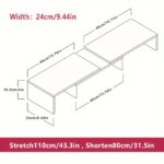 ⁦Dual Monitor Desk Mount Stand with Height Adjustment, Extended Width - Space-Saving Dual Screen Organizer, Laptop Holder, Cup & Stationery Storage - Sturdy Recycled Wood Construction for Home Office, Workspace - Minimalist Modern Desk Setup, Contemporary⁩ - الصورة ⁦2⁩
