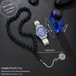 Men's Set, Alloy Blue Dial Watch + Perfume + Prayer Beads, Blues Style - Image 4