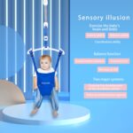 1pc Multifunctional Baby Activity Walker & Adjustable Jumping Chair 2-in-1 with Safety Harness, Extendable Length & Door-Clip Design for Indoor/Outdoor Play - Gray/Blue/Black
