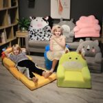 ⁦Children's Folding Sofa, Toddler Stool, Nursery Baby Chair, Cushioned Flip-Up Children's Sofa Seat Cover, Plush Lazy Recliner Sofa, Washable⁩ - الصورة ⁦5⁩