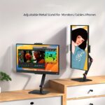 ⁦Desk Monitor Stand, Adjustable 360° Swivel Bracket, 180° Tiltable Clamp, Adjustable Long Arm Foldable Tablet Holder for 11.94-43.94cm iPhone/iPad/Tablet/Portable Monitor, Aluminum Alloy⁩ - الصورة ⁦6⁩