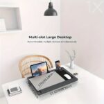 ⁦Laptop lap stand, portable laptop table, lap pad tray with wrist rest, mouse pad, tablet and phone slots, portable handle, cushion⁩ - الصورة ⁦4⁩